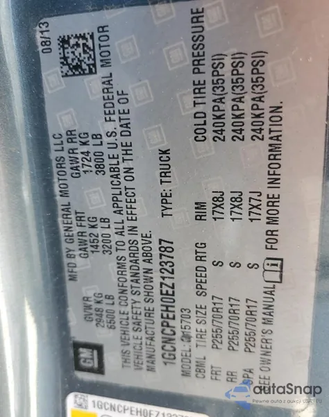 2014 Chevrolet Silverado C1500 из США, поврежденный, VIN 1GCNCPEH0EZ123787